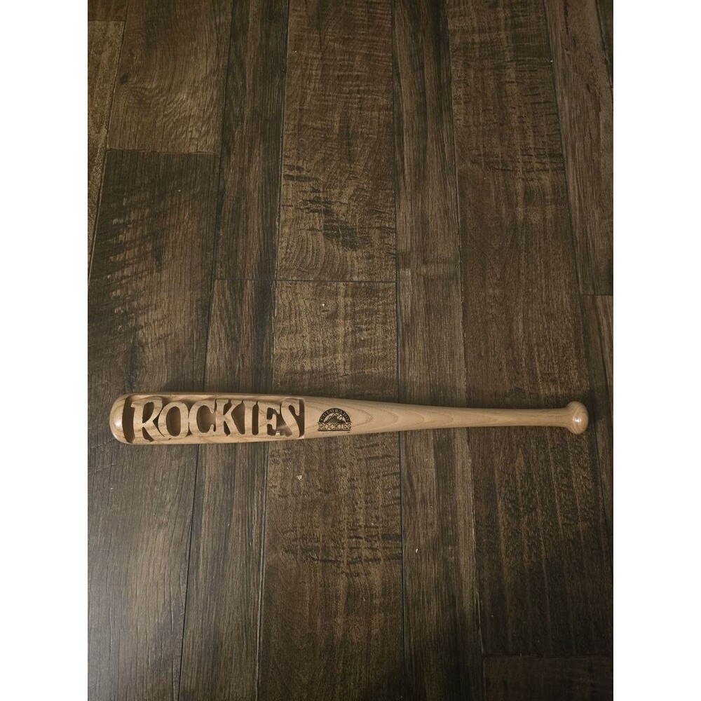 Vintage 1997 Colorado Rockies Mini Wood Bat Cut-Out Carved Heavy Hitter MLB